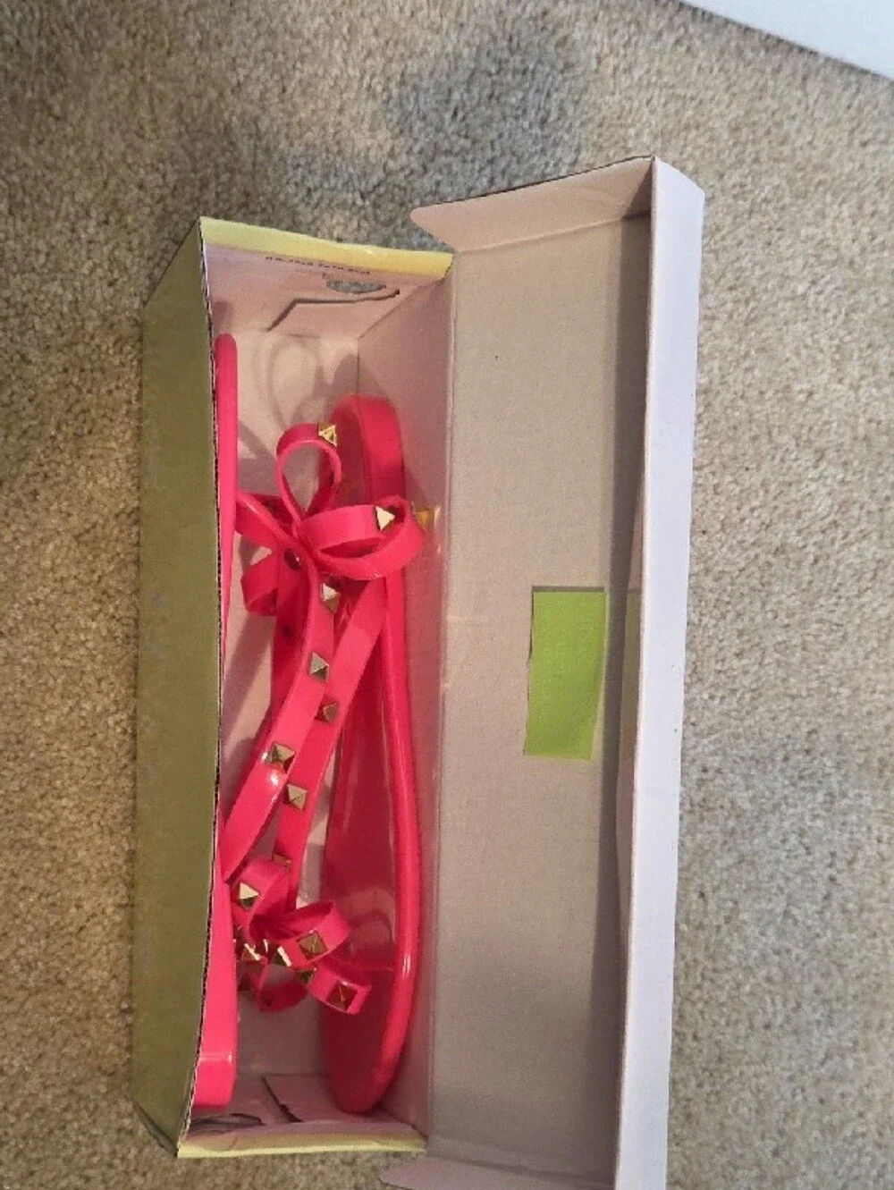 NEW Hot Pink Bow Jelly Sandals with Gold Rockstar Studs